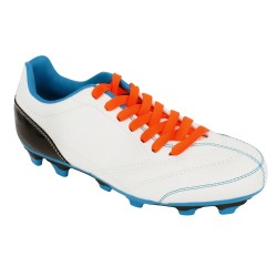 Lacets pour chaussures à crampons foot et rugby longueur 110 cm largeur 7 mm couleur orange fluo