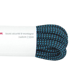 Lacets pour chaussures de marche, randonnée, sécurité longueur 140 cm diamètre 4 mm couleur gris foncé / bleu fluo
