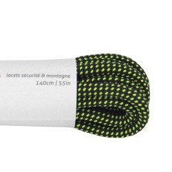 Lacets pour chaussures de marche, randonnée, sécurité longueur 140 cm diamètre 4 mm couleur gris foncé / jaune fluo
