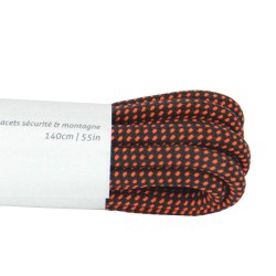 Lacets pour chaussures de marche, randonnée, sécurité longueur 140 cm diamètre 4 mm couleur gris foncé / orange fluo
