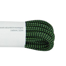Lacets pour chaussures de marche, randonnée, sécurité longueur 140 cm diamètre 4 mm couleur gris foncé / vert fluo