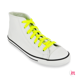 Lacets pour baskets et sneakers plats et larges longueur 150 cm largeur 7 mm couleur jaune fluo