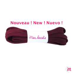 Lacets pour baskets et sneakers plats et larges longueur 150 cm largeur 7 mm couleur rouge bourgogne