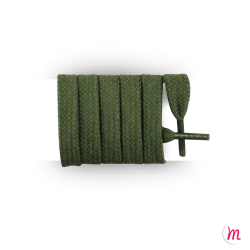 Lacets pour baskets et sneakers plats et larges longueur 150 cm largeur 7 mm couleur vert armée