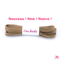 Lacets pour baskets et sneakers plats et larges longueur 150 cm largeur 7 mm couleur marron camel