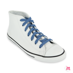 Lacets pour baskets et sneakers plats et larges longueur 90 cm largeur 7 mm couleur bleu jeans