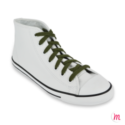 Lacets pour baskets et sneakers plats et larges longueur 90 cm largeur 7 mm couleur vert armée