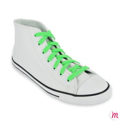 Lacets pour baskets et sneakers plats et larges longueur 90 cm largeur 7 mm couleur vert fluo