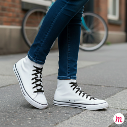 Lacets pour baskets et sneakers plats et larges longueur 90 cm largeur 7 mm couleur noir ébène