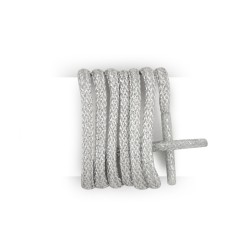 Lacets pour chaussures de ville ronds et fins cirés longueur 75 cm diamètre 2,5 mm couleur gris argenté brillant