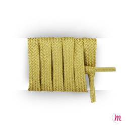 Lacets pour baskets et sneakers plats et larges longueur 110 cm largeur 7 mm couleur feuille d'or brillant