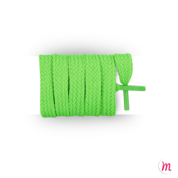 Lacets pour baskets et sneakers plats et larges longueur 180 cm largeur 7 mm couleur vert fluo