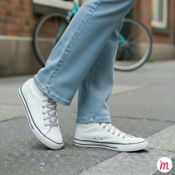 Lacets pour baskets et sneakers plats et larges longueur 90 cm largeur 7 mm couleur gris garenne