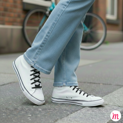 Lacets pour baskets et sneakers plats et larges longueur 90 cm largeur 7 mm couleur noir ébène