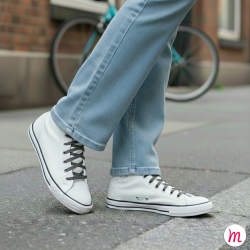 Lacets pour baskets et sneakers plats et larges longueur 150 cm largeur 7 mm couleur gris source