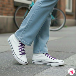 Lacets pour baskets et sneakers plats et larges longueur 150 cm largeur 7 mm couleur violet digital