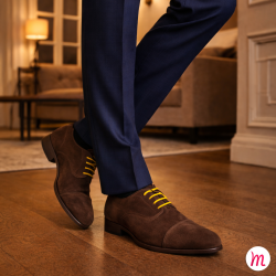 Lacets pour chaussures de ville ronds et fins cirés longueur 45 cm diamètre 2,5 mm couleur jaune canaris