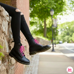 Lacets pour boots et sneakers ronds et épais longueur 180 cm diamètre 4 mm couleur rose fluo