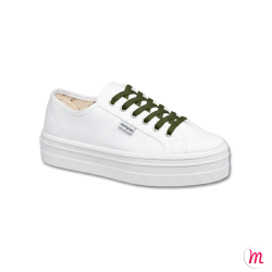 Lacets pour chaussures en toile plats et fins longueur 90 cm largeur 4 mm couleur vert armée
