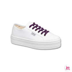 Lacets pour chaussures en toile plats et fins longueur 55 cm largeur 4 mm couleur violet iris