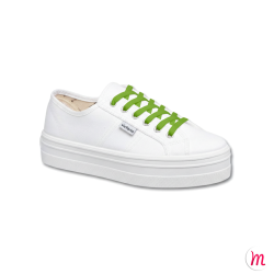 Lacets pour chaussures en toile plats et fins longueur 40 cm largeur 4 mm couleur vert pastourelle