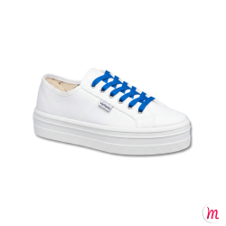 Lacets pour chaussures en toile plats et fins longueur 40 cm largeur 4 mm couleur bleu azur