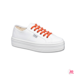 Lacets pour chaussures en toile plats et fins longueur 40 cm largeur 4 mm couleur orange mandarine