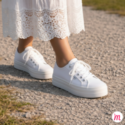 Lacets pour chaussures en toile plats et fins longueur 90 cm largeur 4 mm couleur blanc neige