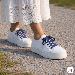 Lacets pour chaussures en toile plats et fins longueur 40 cm largeur 4 mm couleur bleu airelles