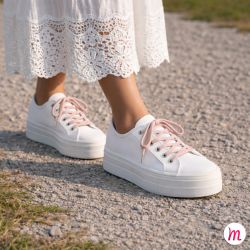 Lacets pour chaussures en toile plats et fins longueur 40 cm largeur 4 mm couleur rose oeillet