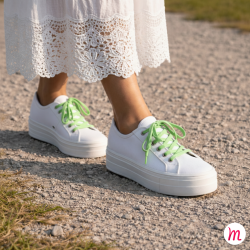 Lacets pour chaussures en toile plats et fins longueur 40 cm largeur 4 mm couleur vert pastourelle