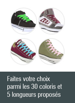 Lacets plats et larges : faites votre choix parmi les 30 coloris et les 5 longueurs proposés